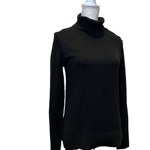 Frank Lyman Women's Turtleneck Sweater, Chiffon Back, Textured Sleeve Size Small - Picture 1 of 8